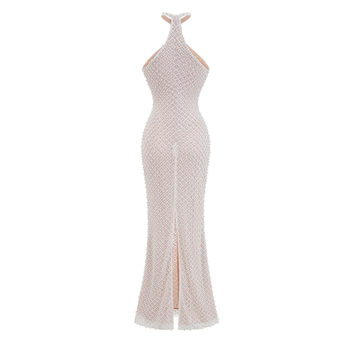 Claudine white embellished halterneck maxi dress (Final Sale-US Only)