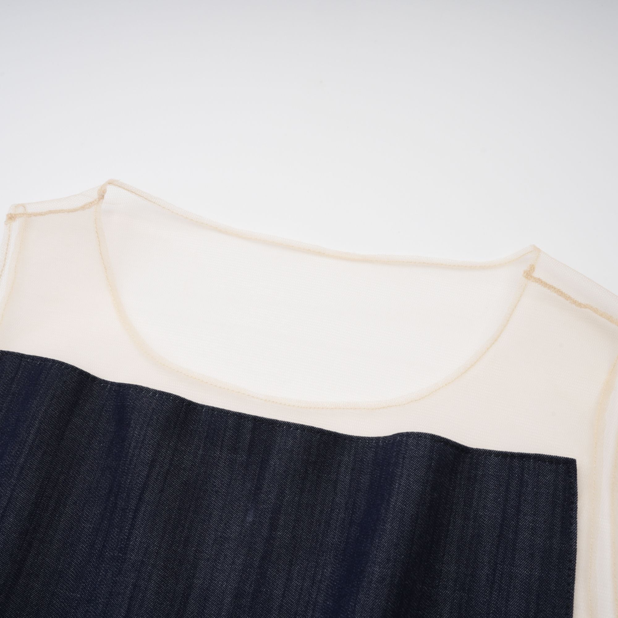 Sandrine blue denim semi-sheer bodysuit
