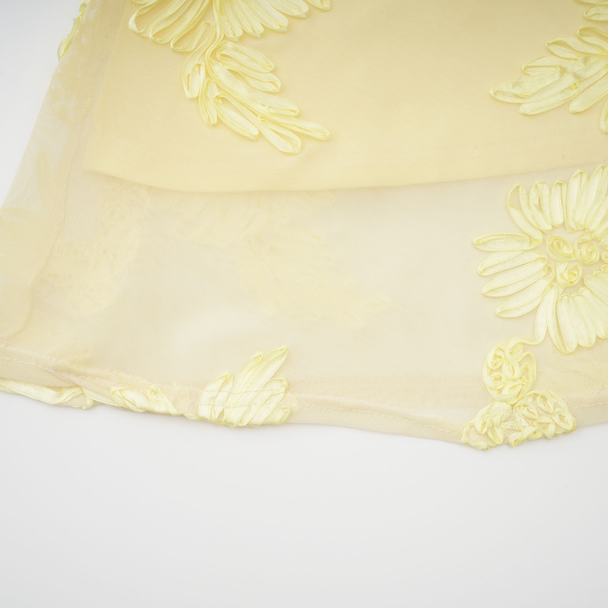 Théoline Yellow Floral Appliqué Corset Maxi Dress (Final Sale-US Only)