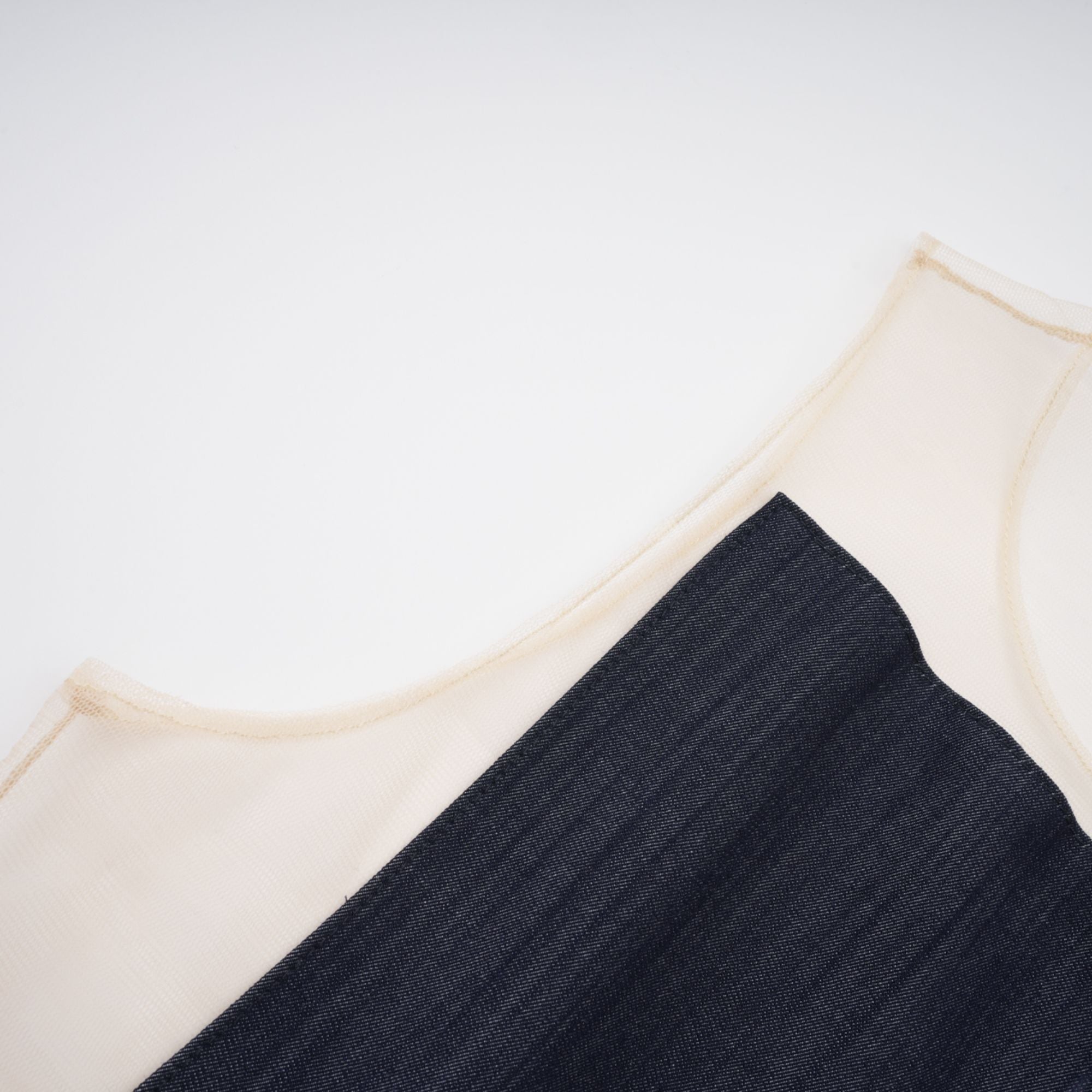 Sandrine blue denim semi-sheer bodysuit
