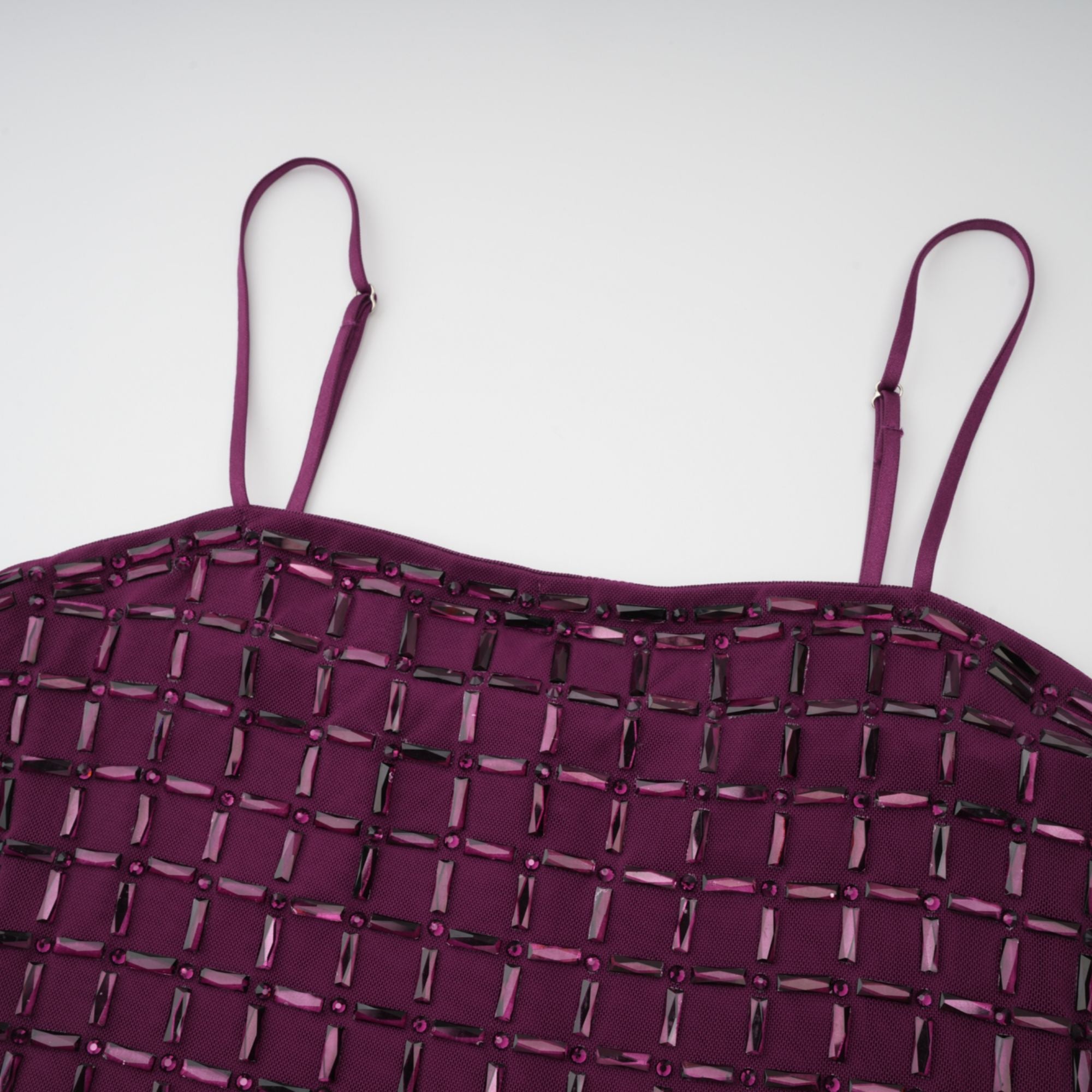 Térébenthine Purple Rhinestone Mesh Maxi Dress