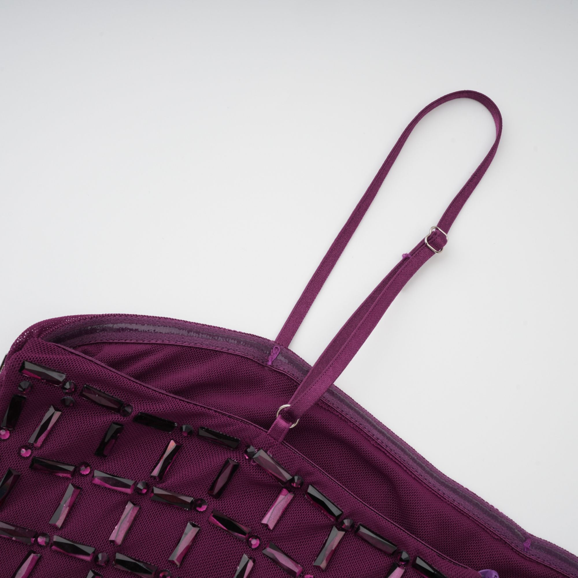 Térébenthine Purple Rhinestone Mesh Maxi Dress