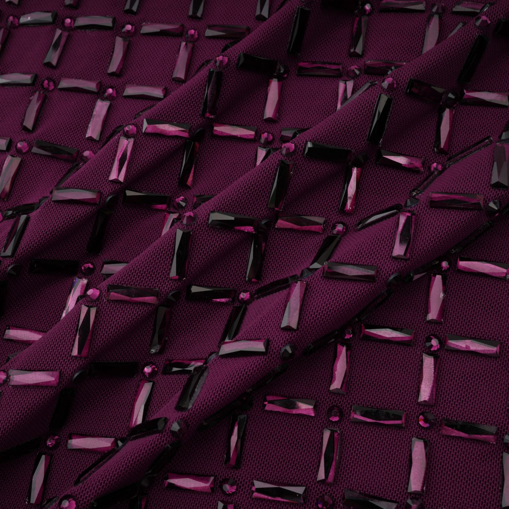 Térébenthine Purple Rhinestone Mesh Maxi Dress