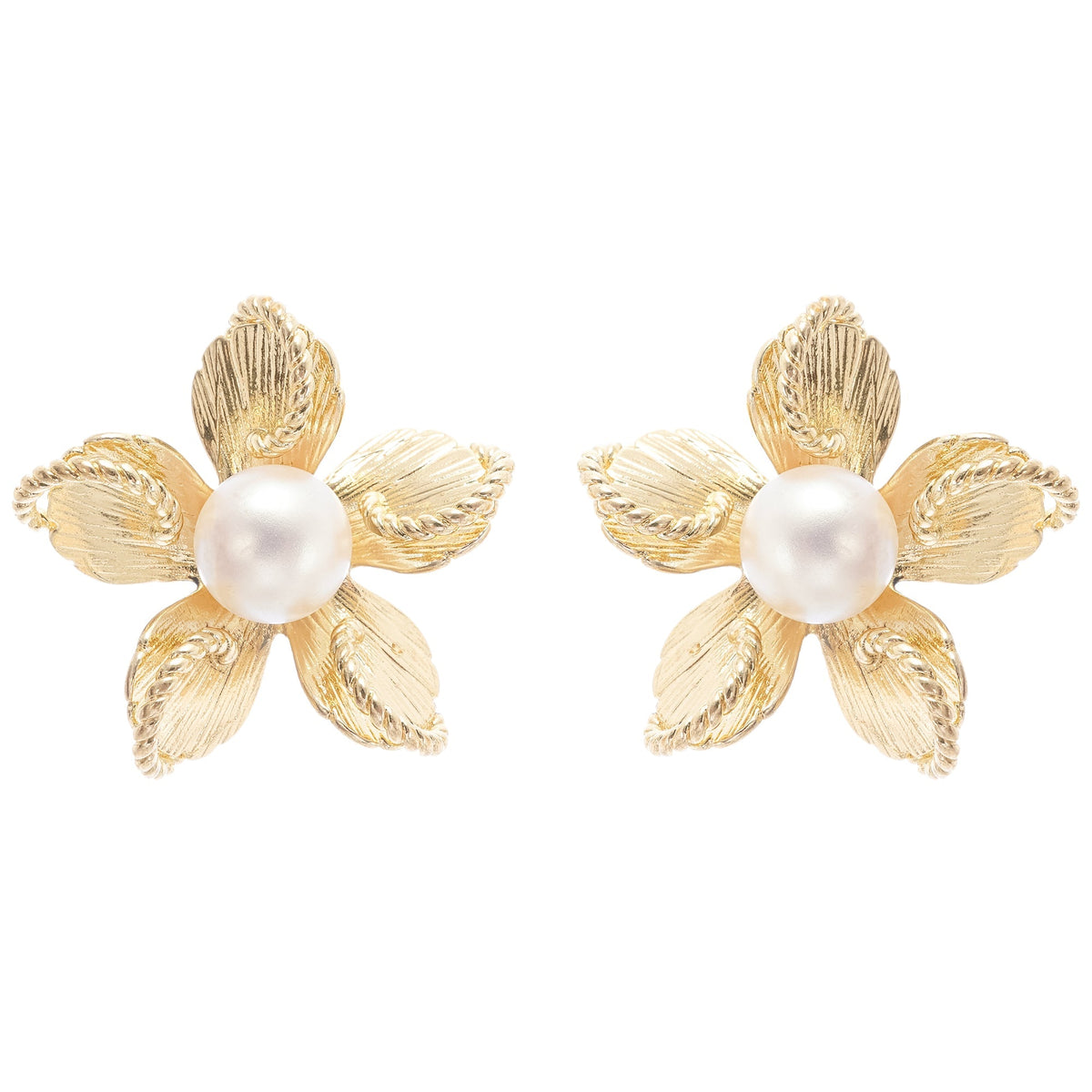 Jeanne floral faux-pearl stud earrings