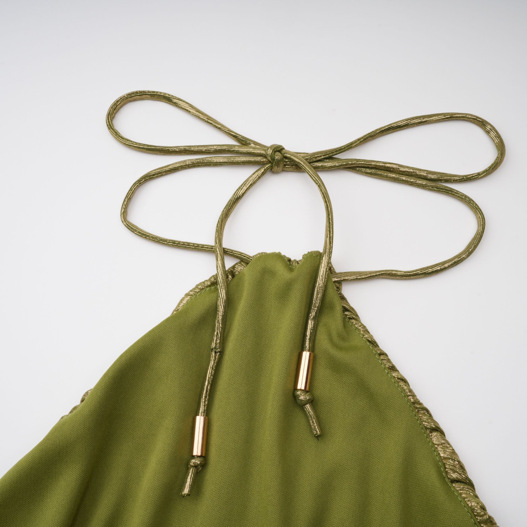 Alchimie Green Glossy Pleated Maxi Dress