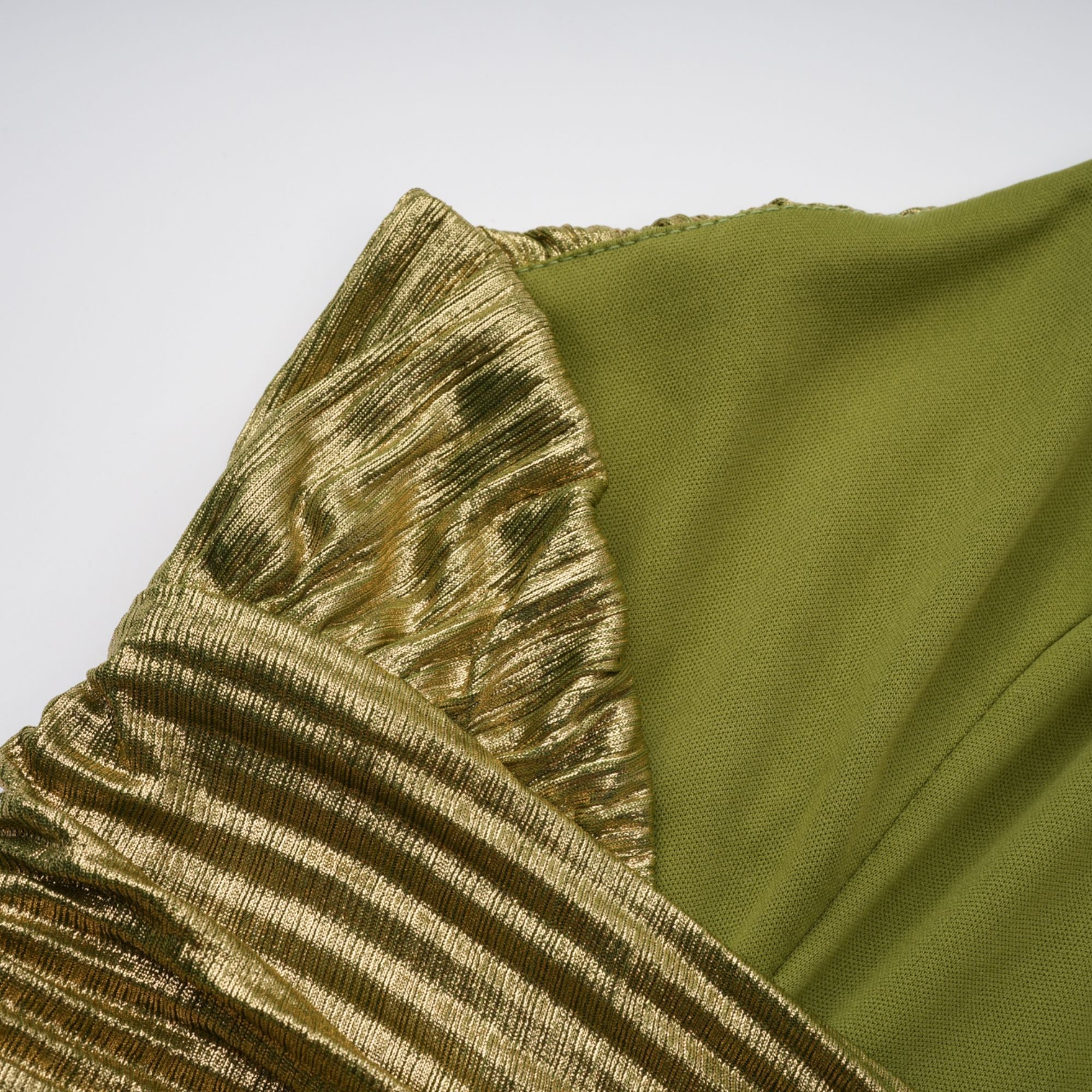 Alchimie Green Glossy Pleated Maxi Dress