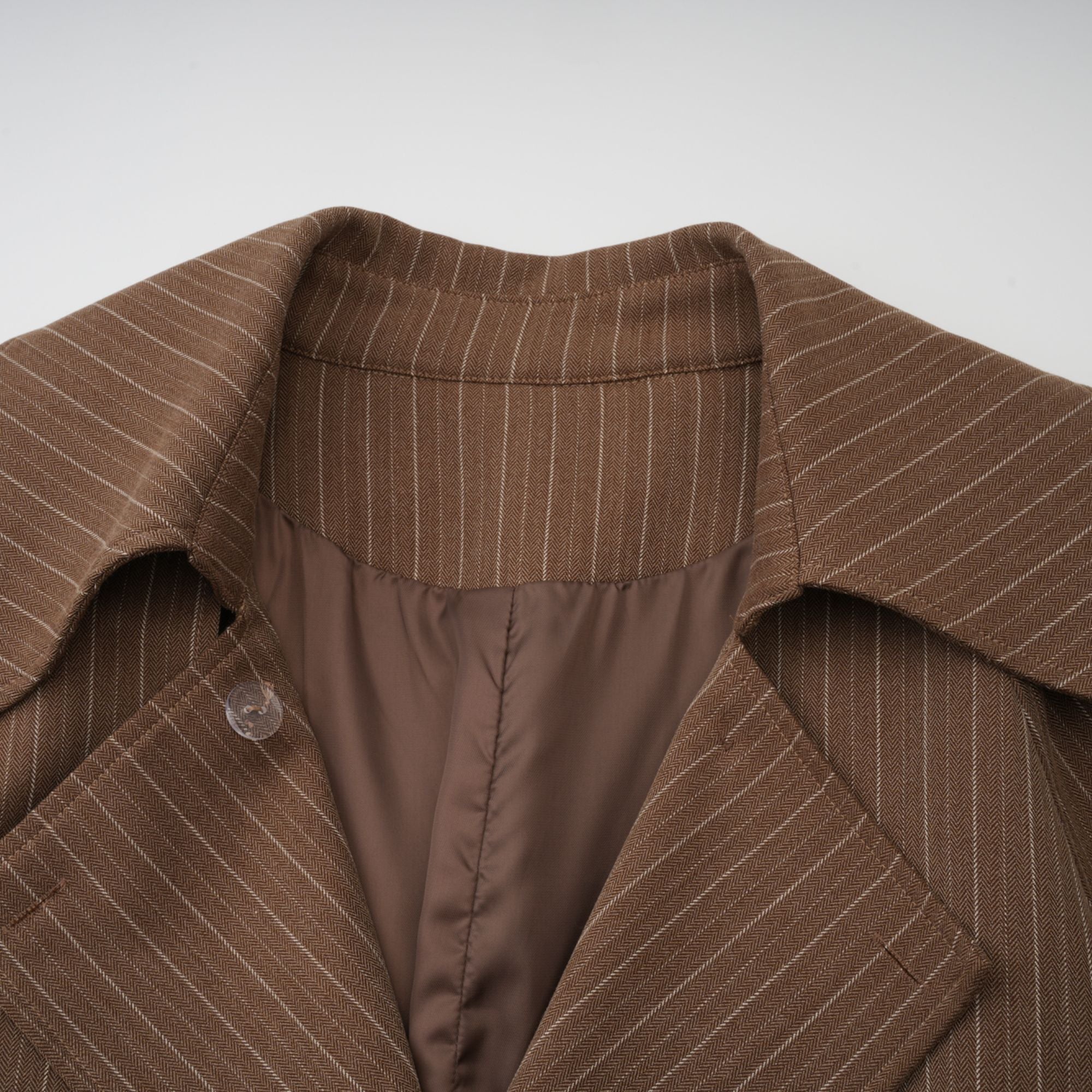 Clémence Brown Striped Trench Coat & Trousers Set - brown