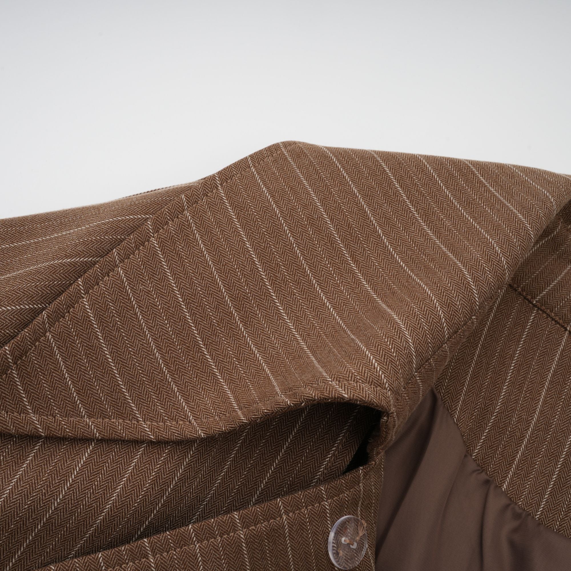 Clémence Brown Striped Trench Coat & Trousers Set - brown