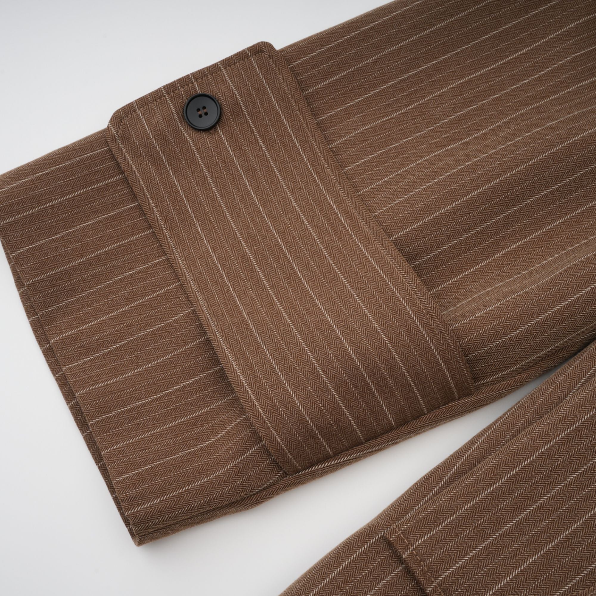 Clémence Brown Striped Trench Coat & Trousers Set - brown
