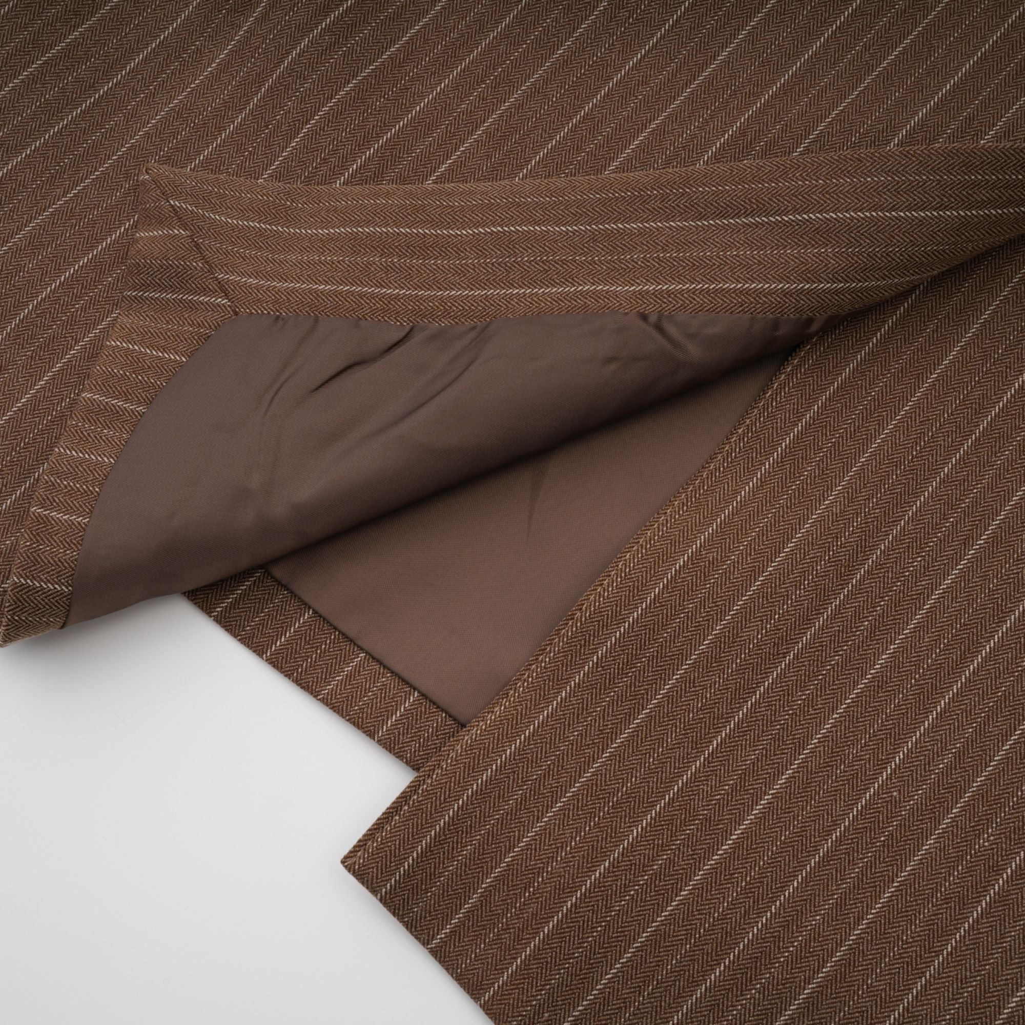 Clémence Brown Striped Trench Coat & Trousers Set - brown