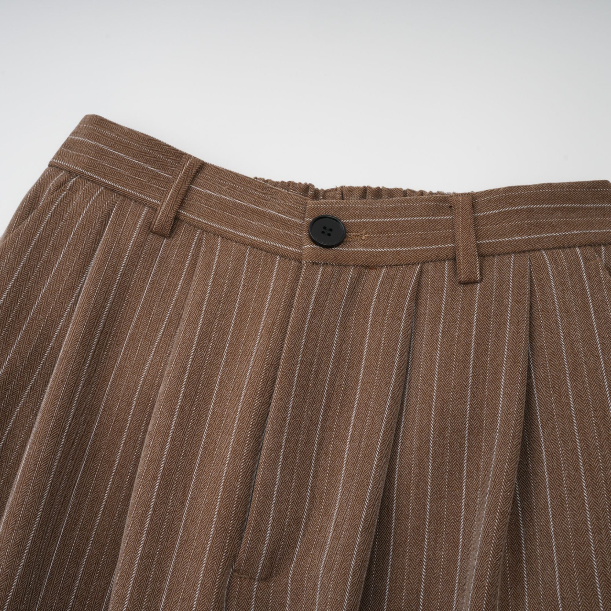 Clémence Brown Striped Trench Coat & Trousers Set - brown