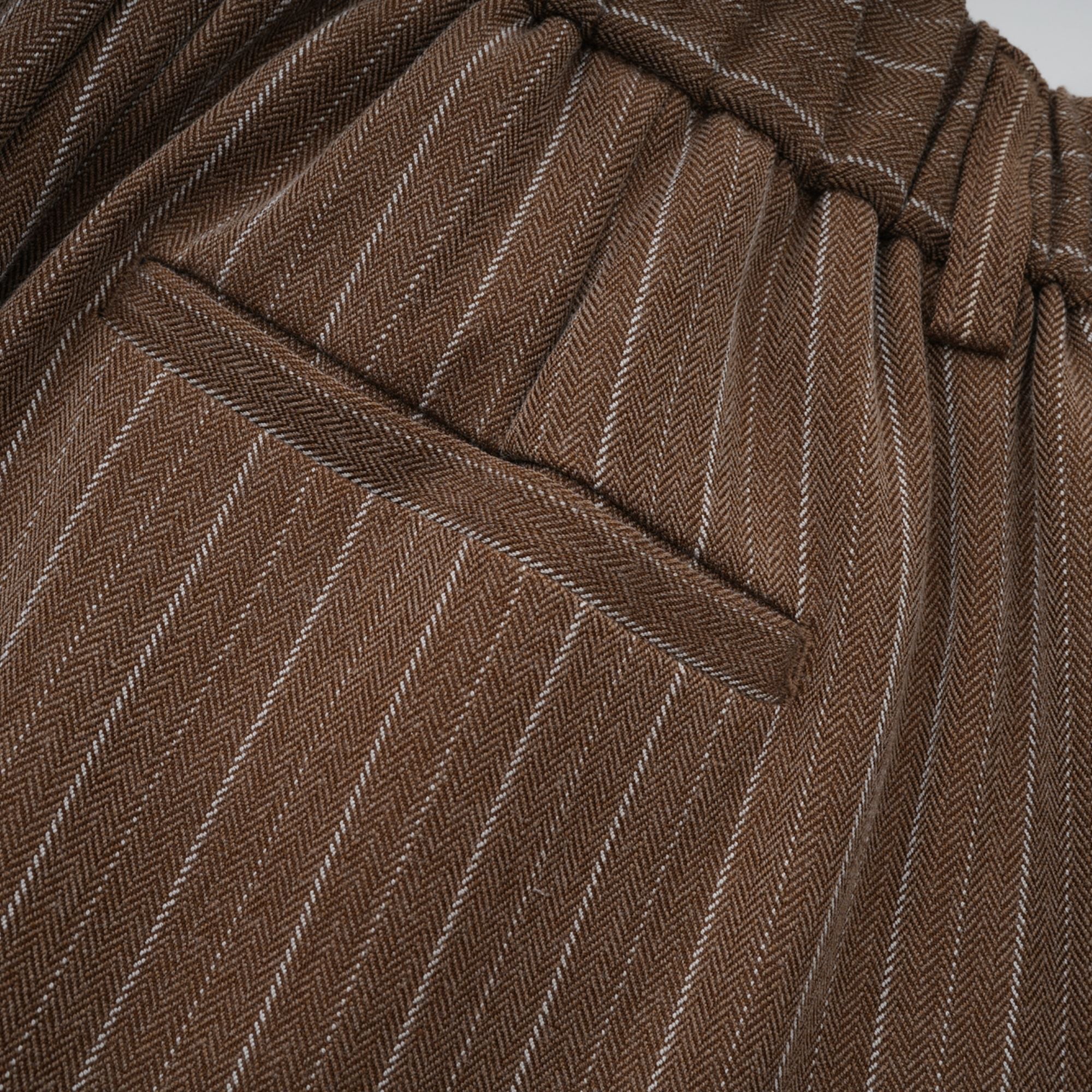 Clémence Brown Striped Trench Coat & Trousers Set - brown