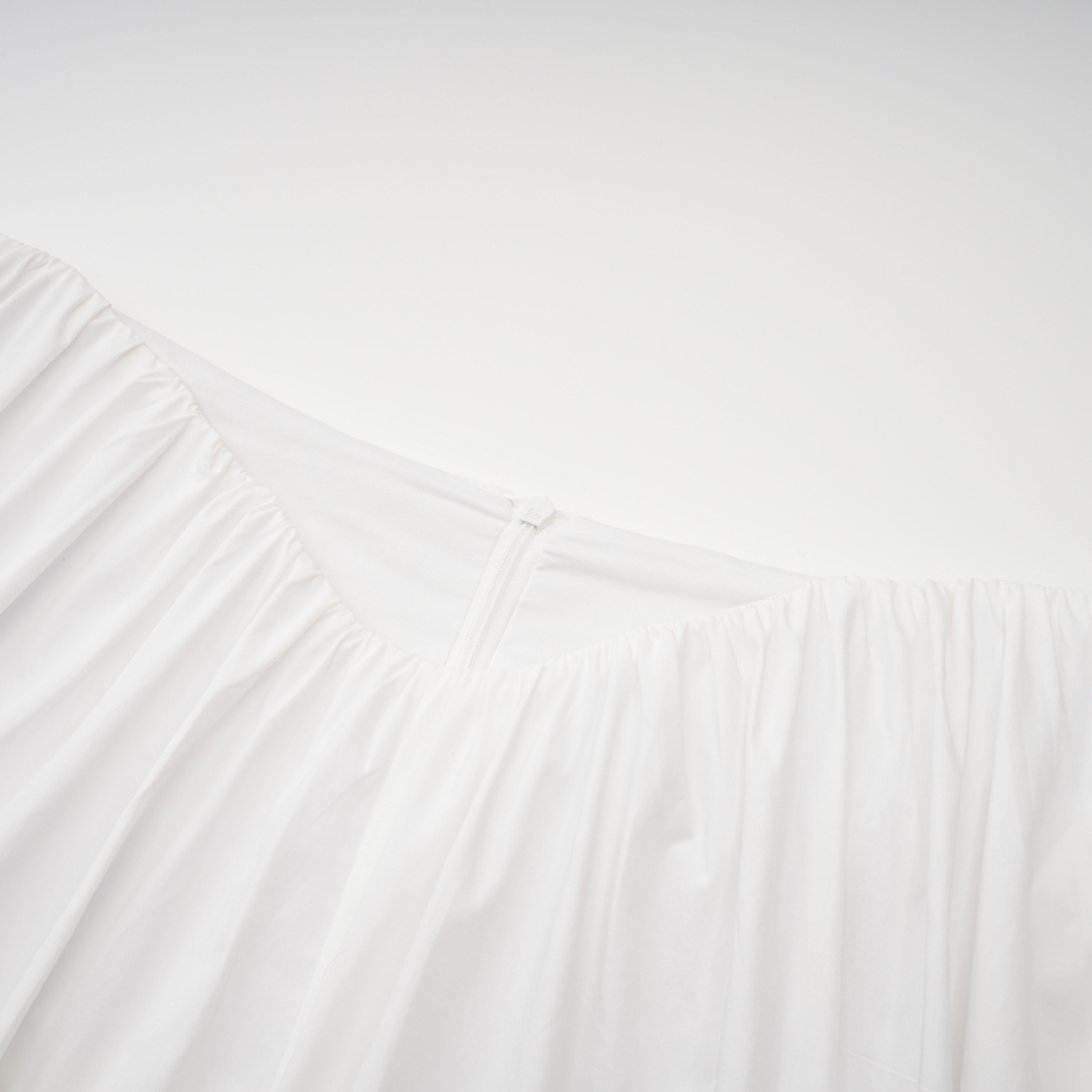 Caterina White Shirred Shirt & Skirt Set