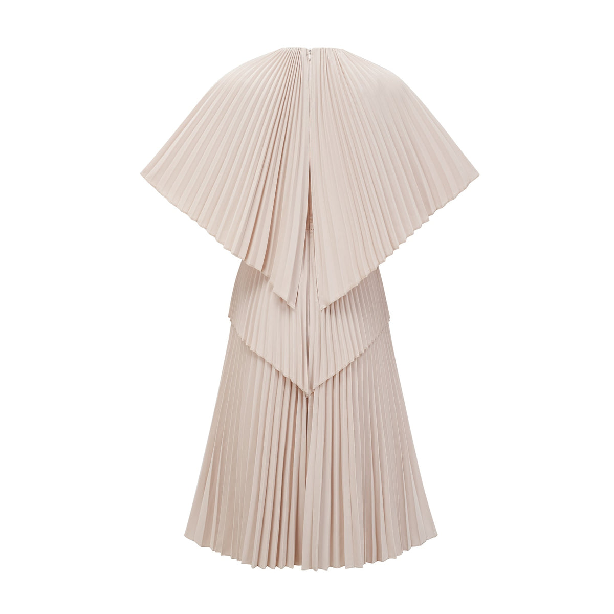 Héloïse neutrals cape pleated midi dress