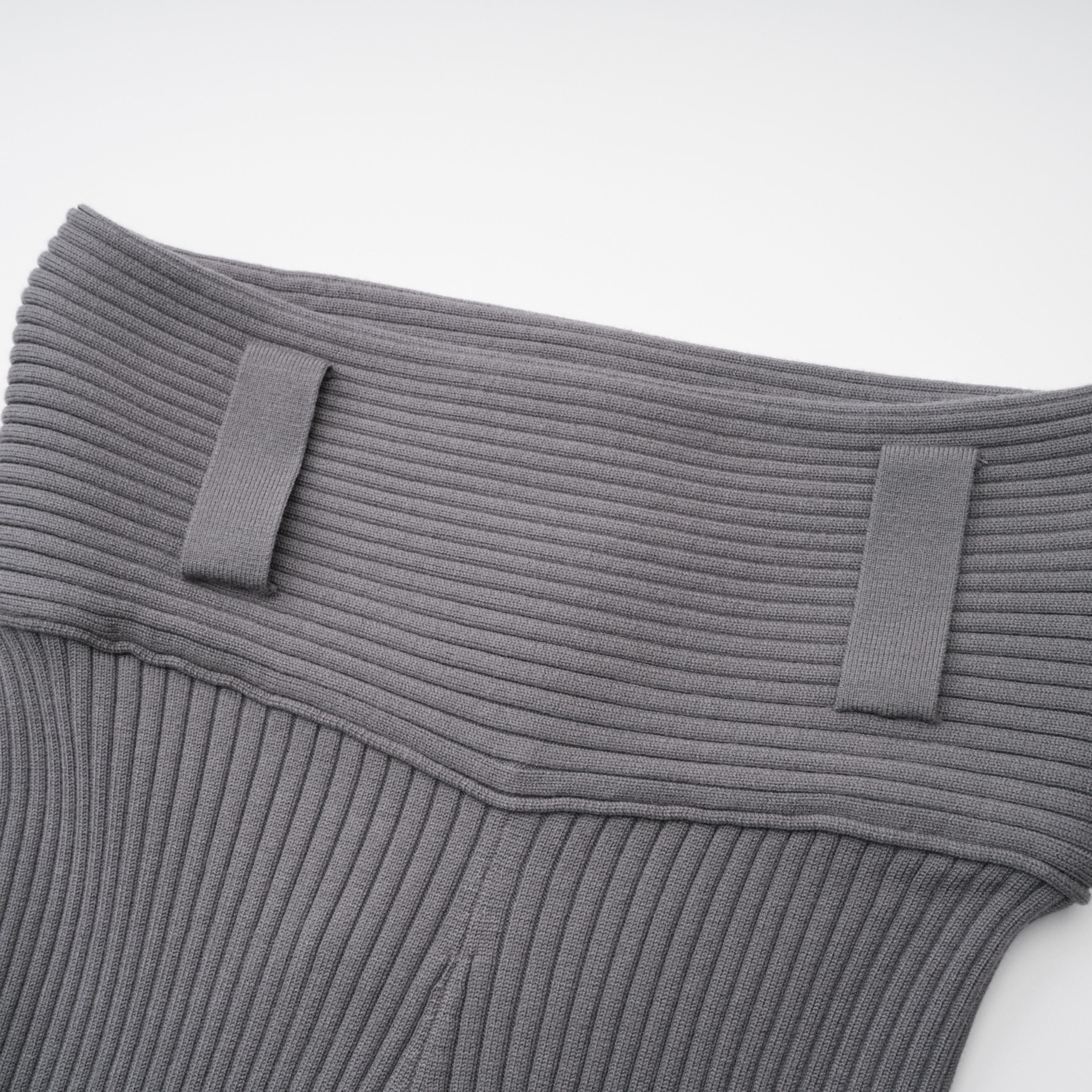 Claire Grey Ribbed Knit Bodysuit & Trousers Set