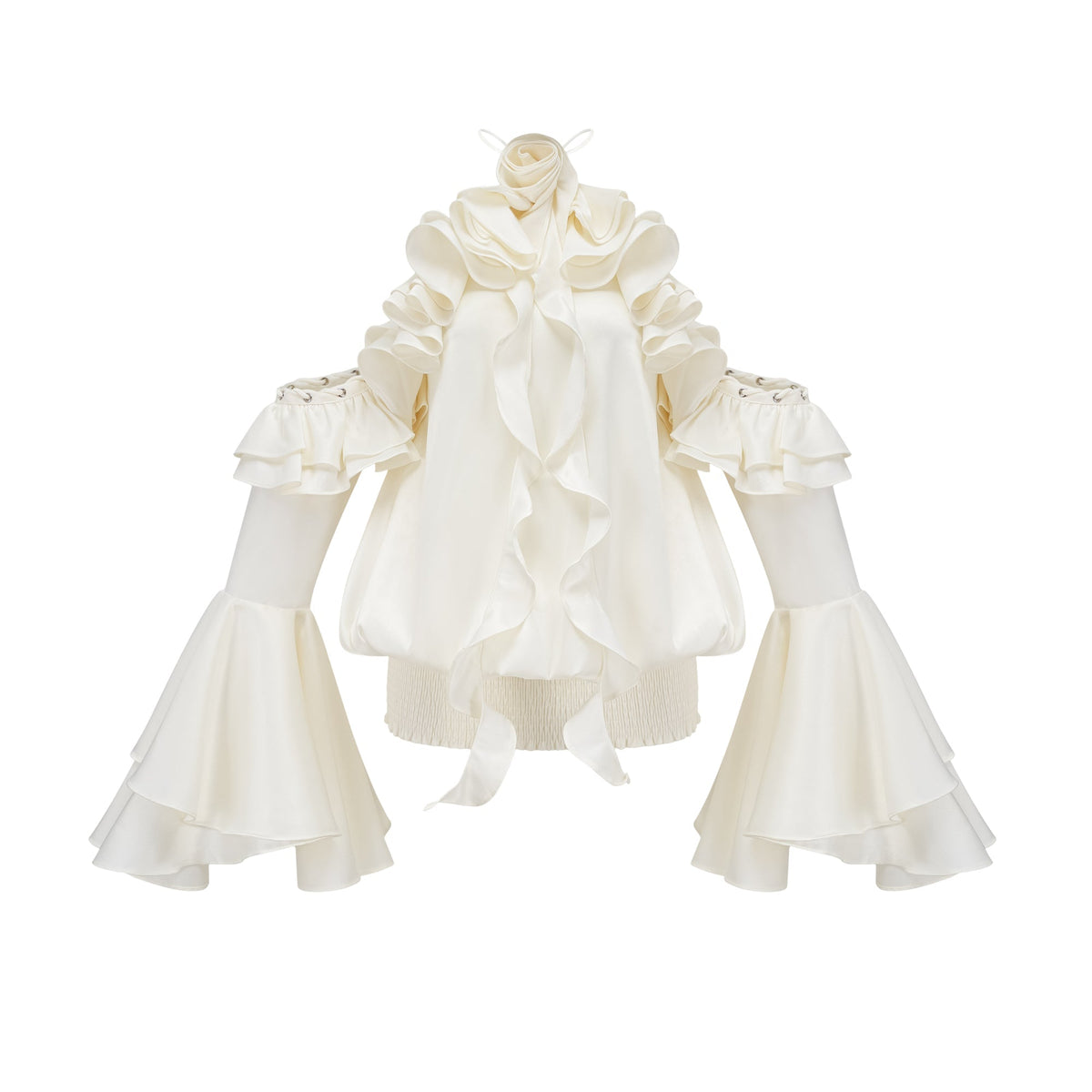 Fleur floral cold-shoulder ruffled mini dress