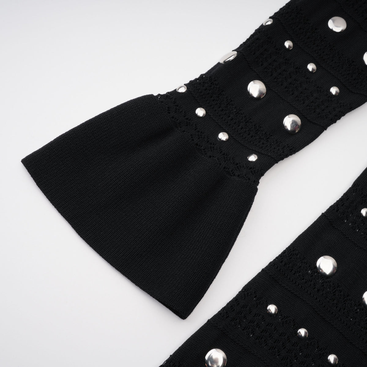 Chloé Black Long Sleeve Studded Crochet Knit Midi dress