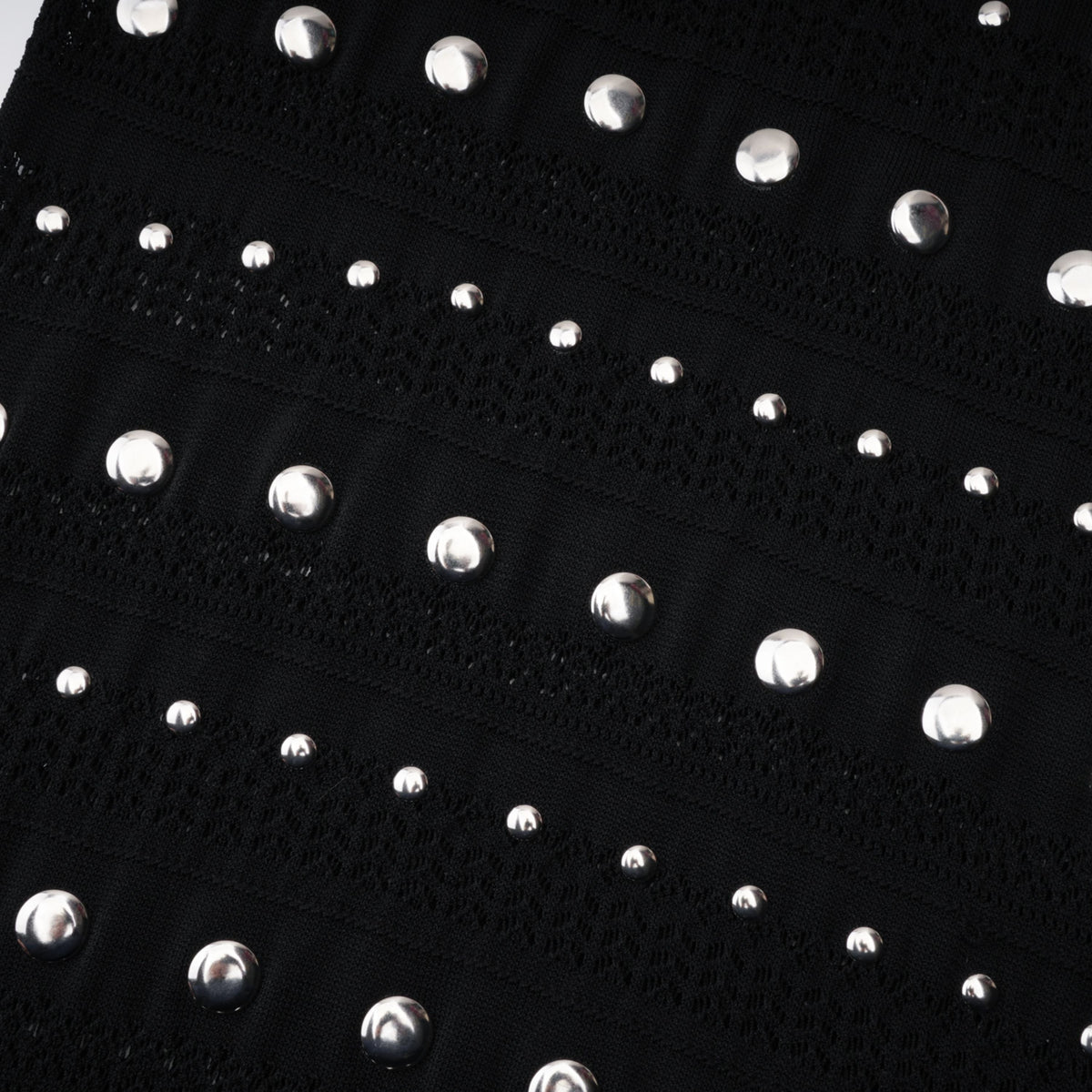 Chloé Black Long Sleeve Studded Crochet Knit Midi dress