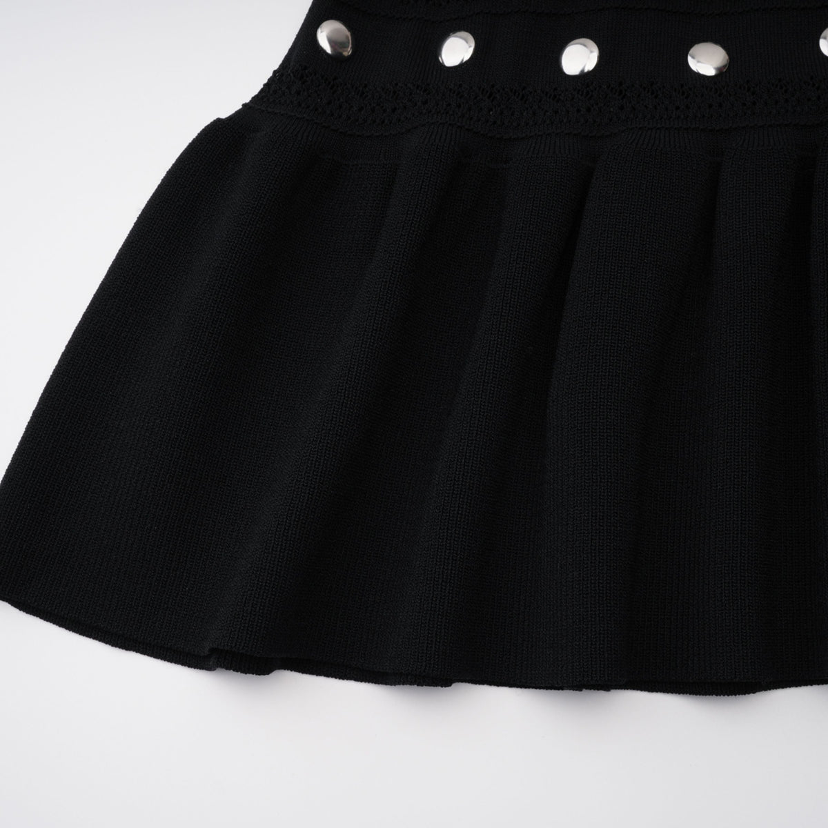 Chloé Black Long Sleeve Studded Crochet Knit Midi dress