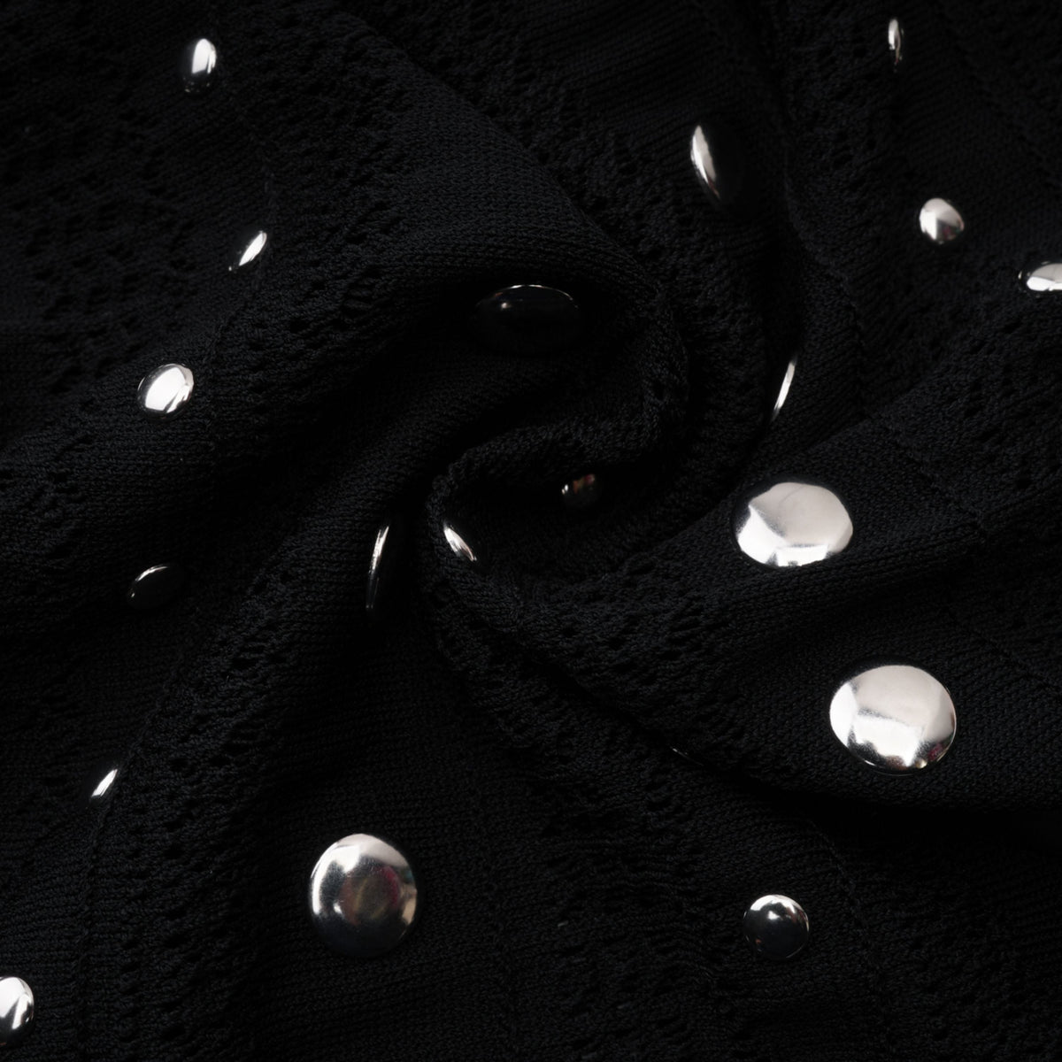 Chloé Black Long Sleeve Studded Crochet Knit Midi dress (Final Sale)