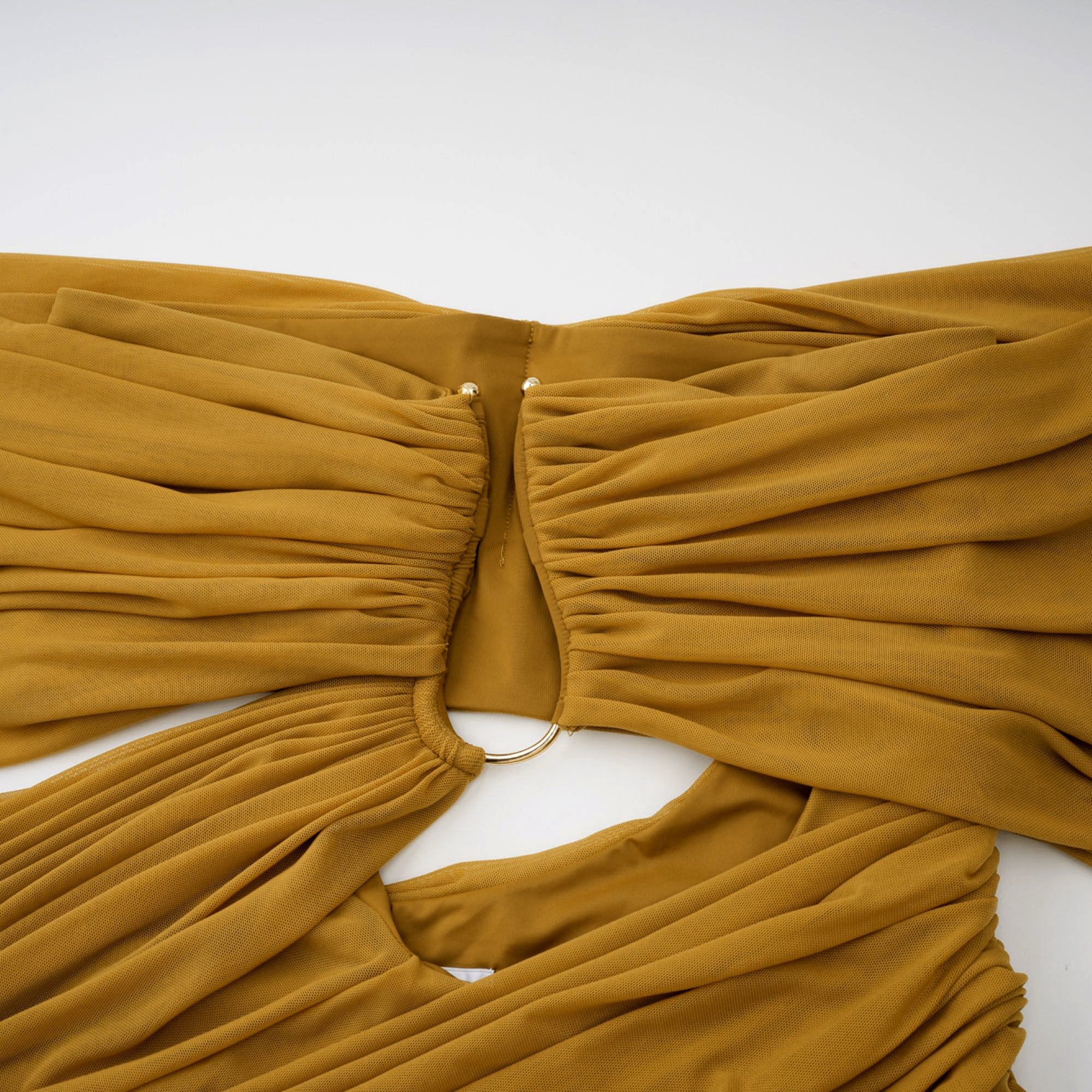 Ludivine ocher off-shoulder cut-out ruched maxi dress (Final Sale-US Only)