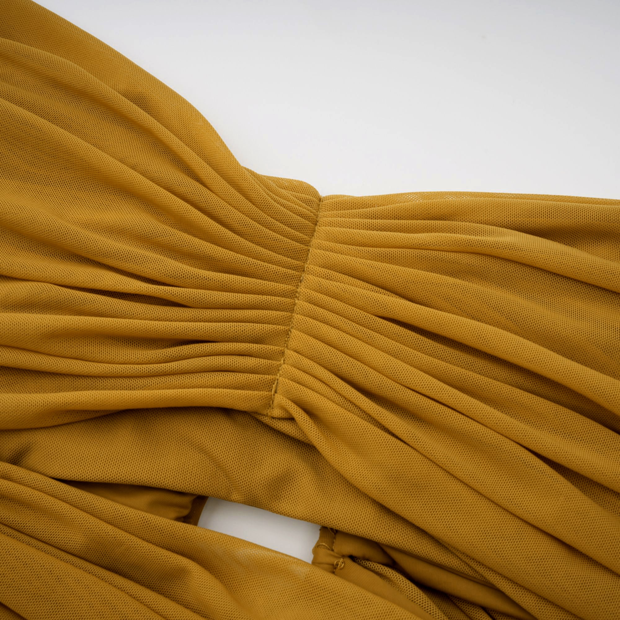 Ludivine ocher off-shoulder cut-out ruched maxi dress (Final Sale-US Only)