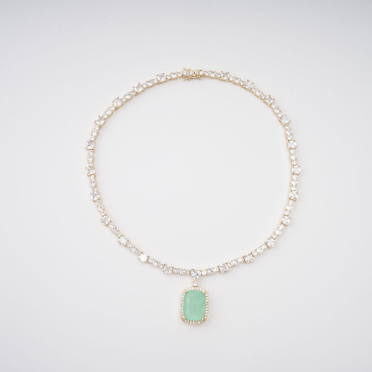 Clémence Gold Tone Oval Gemstone Pendant Necklace