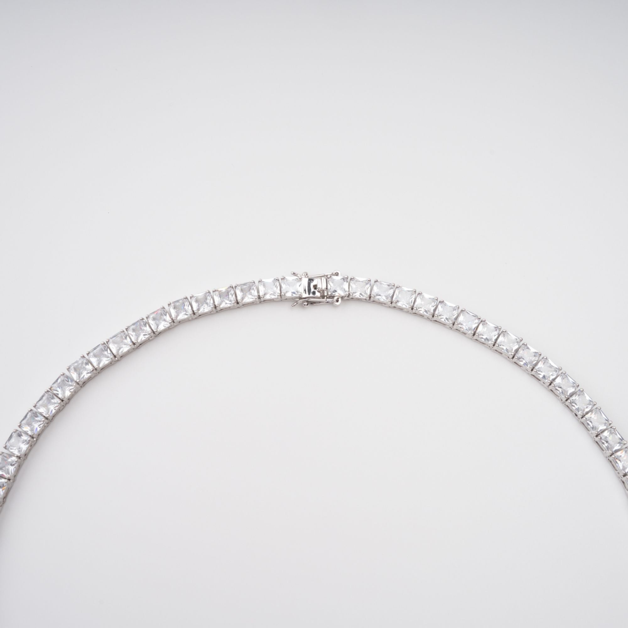 Avril Silver Tone Square Cut Crystal Embellished Necklace