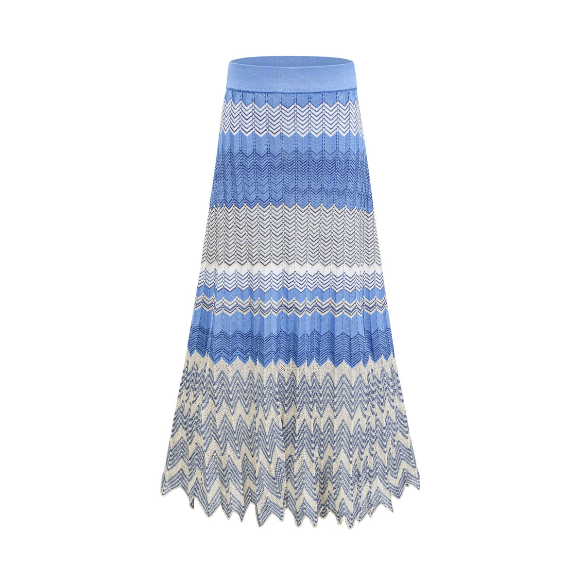 Daniela blue zigzag-design knit top & skirt matching set (Final Sale-US Only)