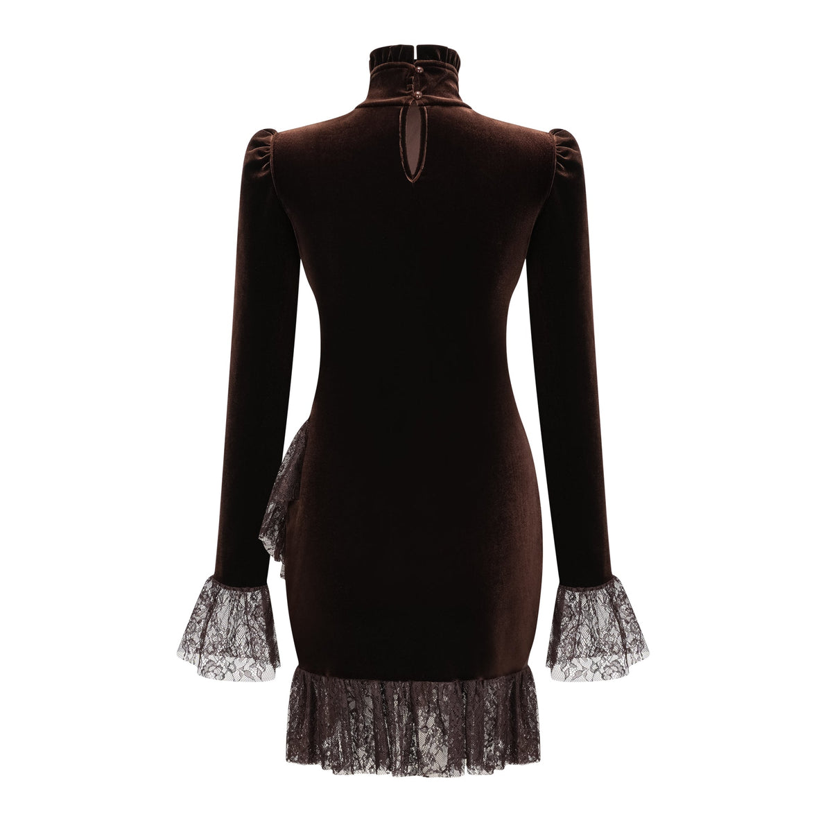 Alma Brown High Neck Asymmetrical Mini Dress (Final Sale)