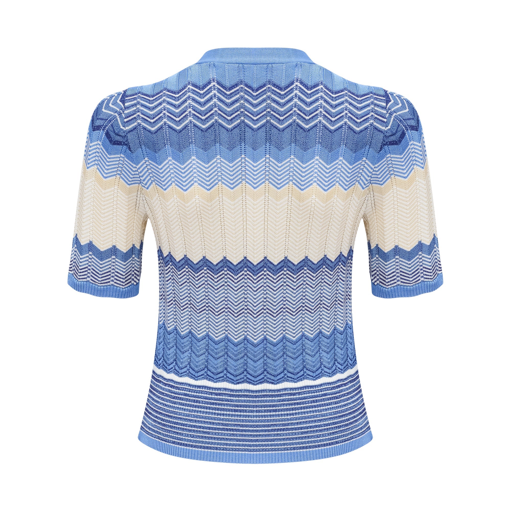 Daniela blue zigzag-design knit top & skirt matching set (Final Sale-US Only)