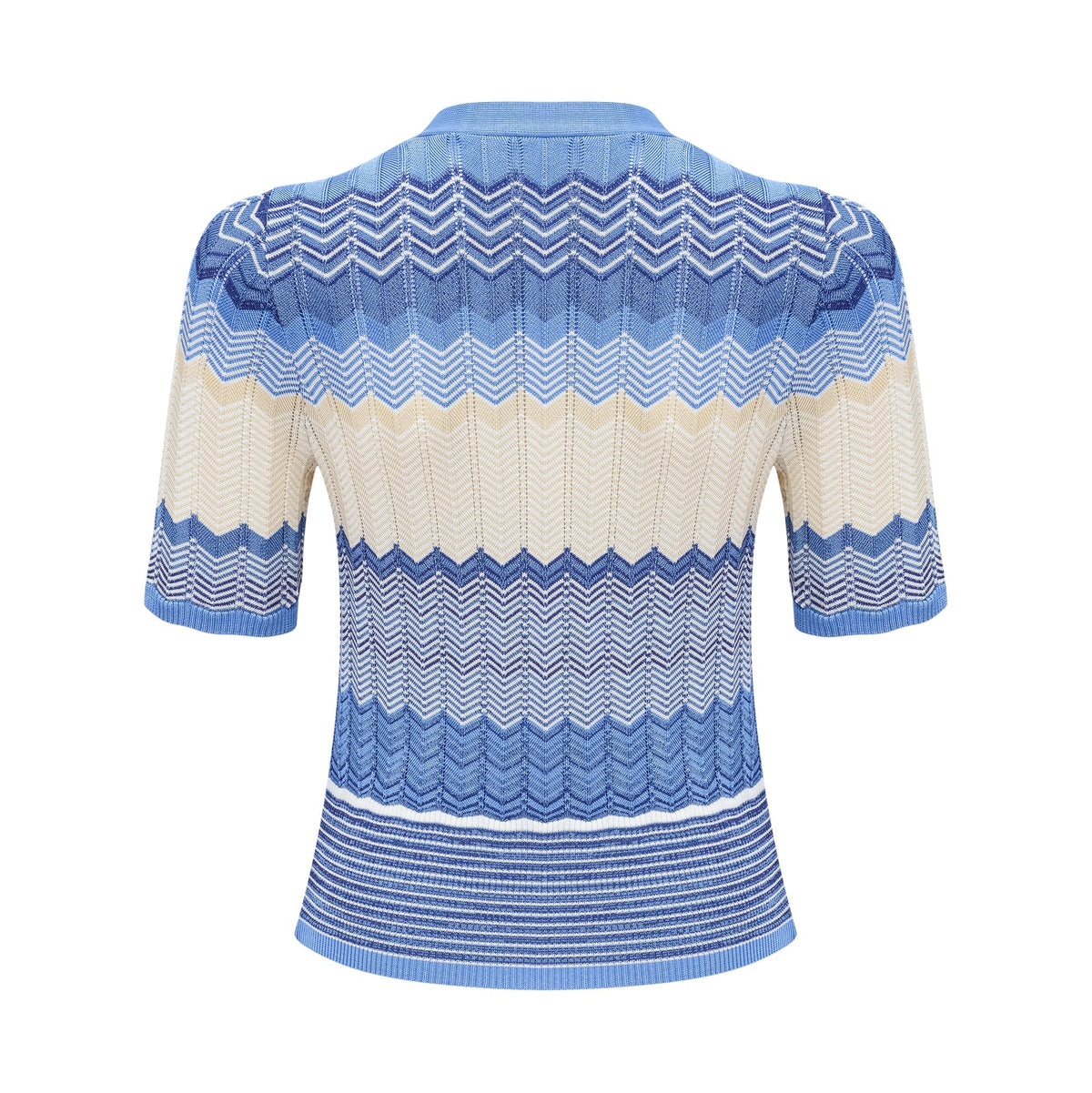 Daniela blue zigzag-design knit top & skirt matching set (Final Sale-US Only)