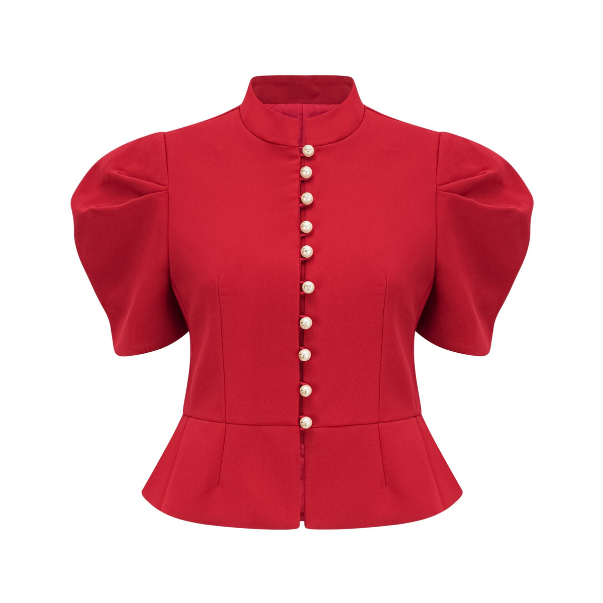 Colette red pleated blouse & skirt matching set