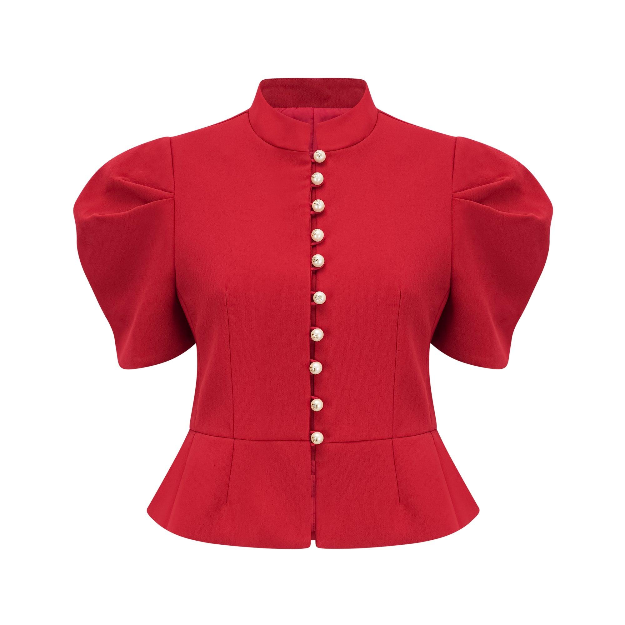 Colette red pleated blouse & skirt matching set (Final Sale-US Only)