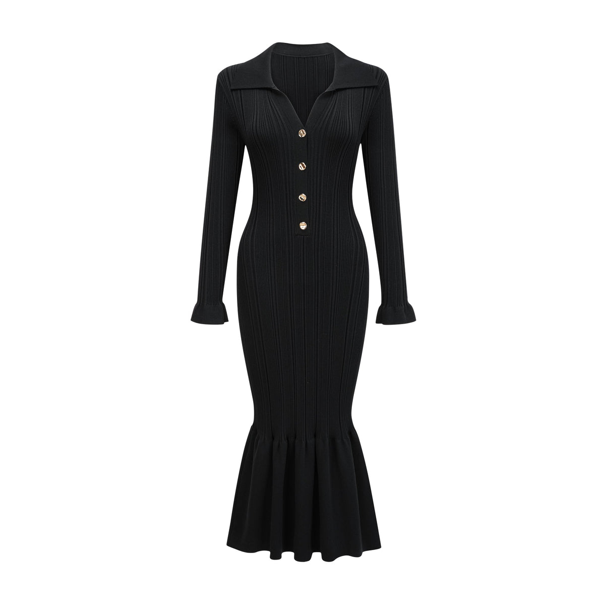 Priscille black ruffled midi dress (Final Sale-US Only)
