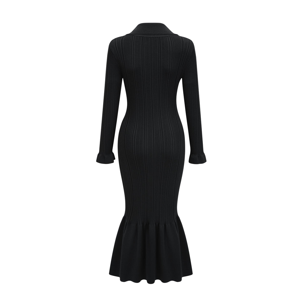 Priscille black ruffled midi dress (Final Sale-US Only)