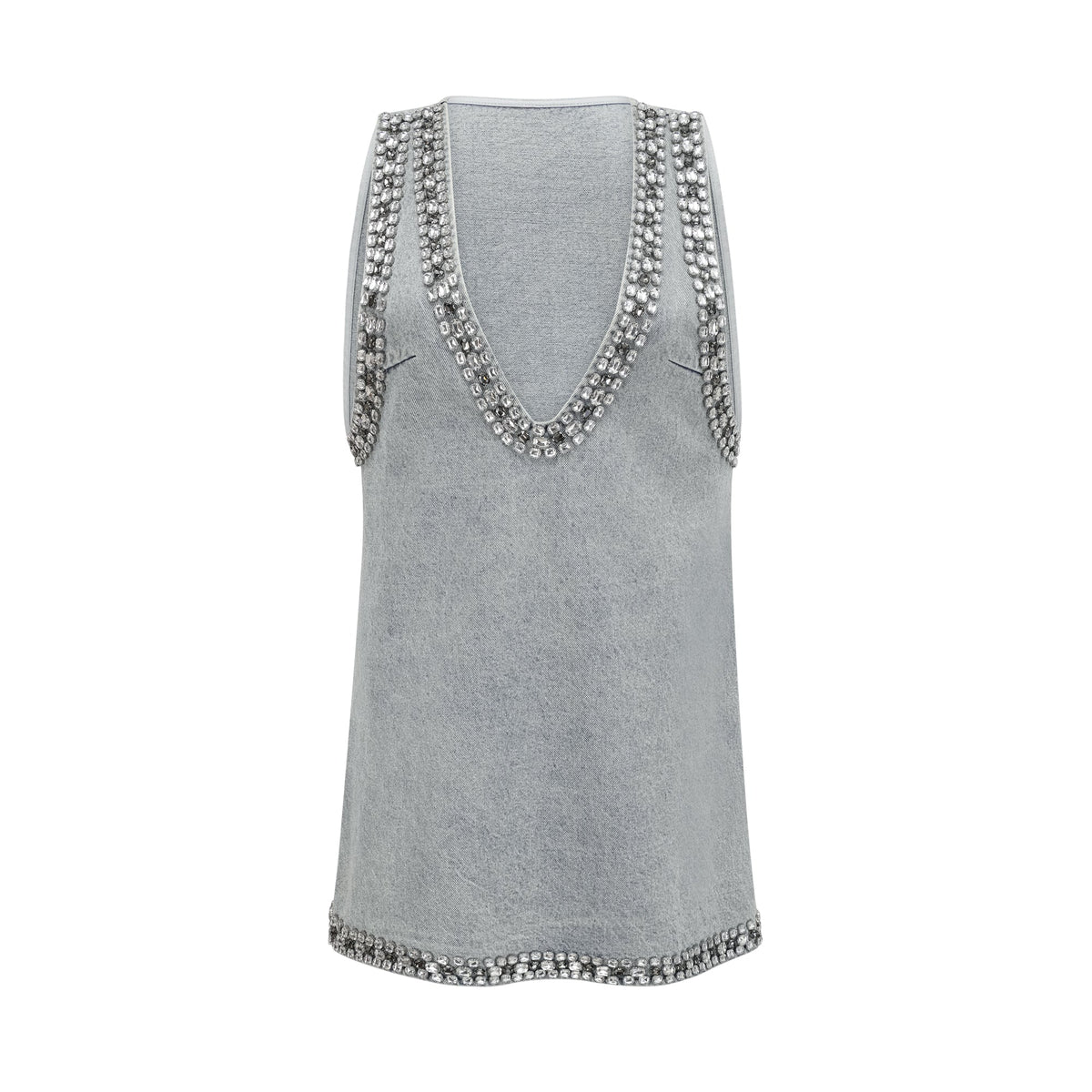 Daphné blue crystal sleeveless denim mini dress (Final Sale-US Only)