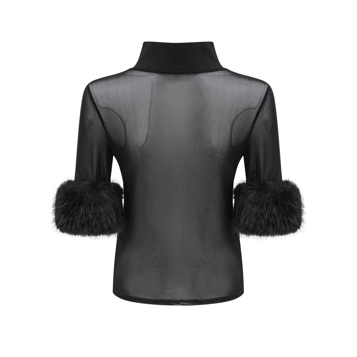 Ségolène black faux-fur tulle top (Final Sale)