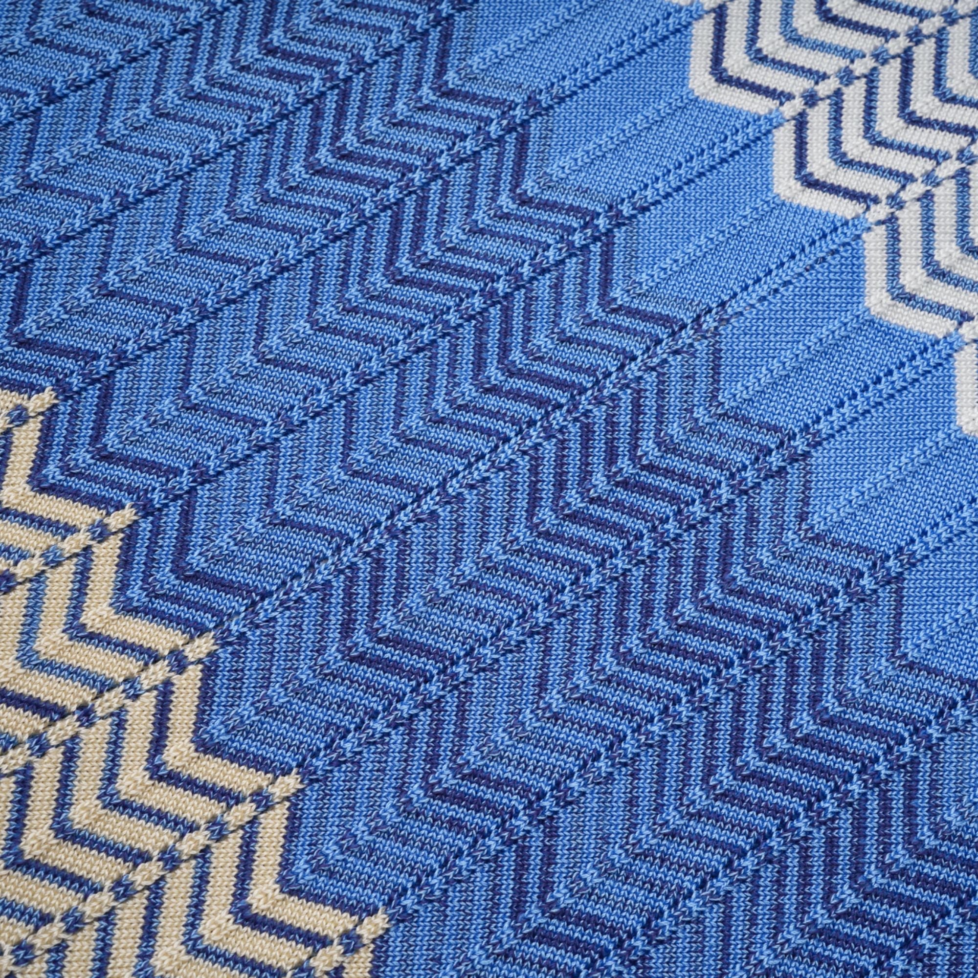 Daniela blue zigzag-design knit top & skirt matching set (Final Sale-US Only)