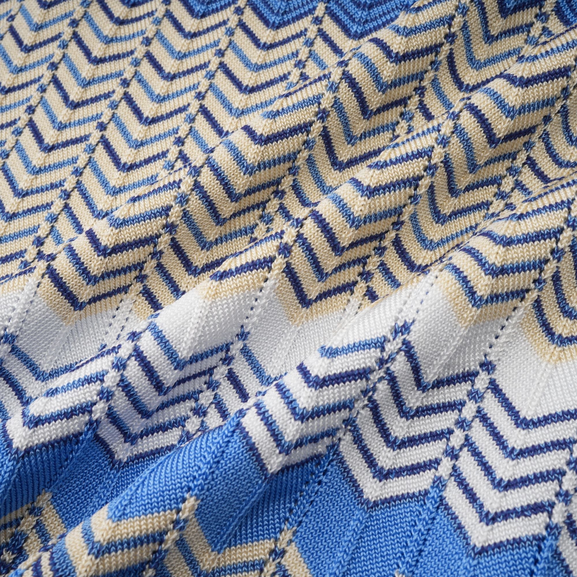 Daniela blue zigzag-design knit top & skirt matching set