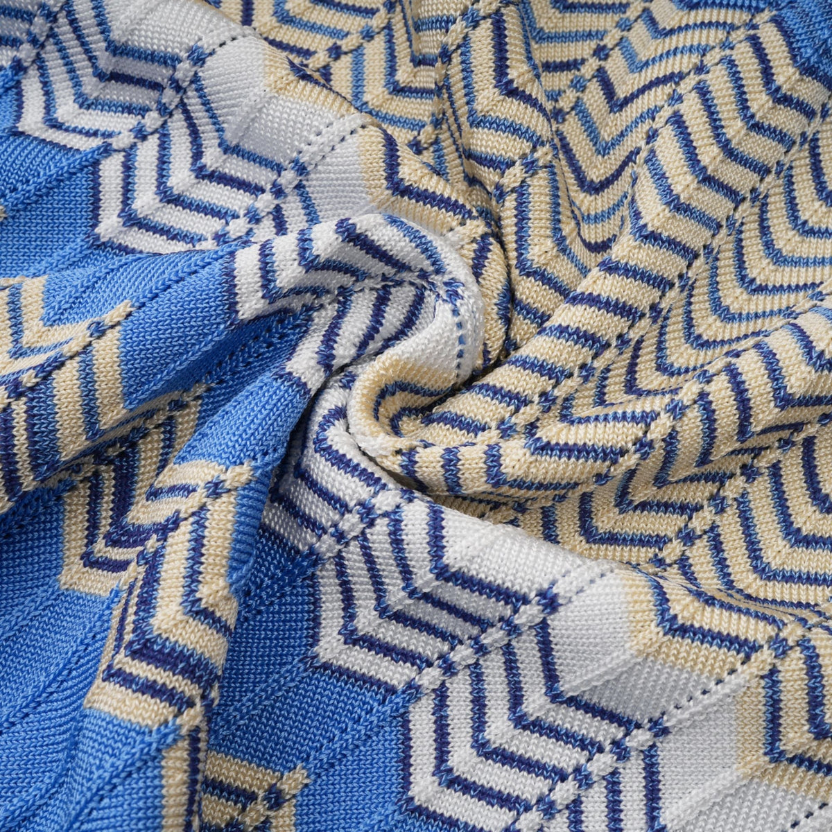 Daniela blue zigzag-design knit top & skirt matching set