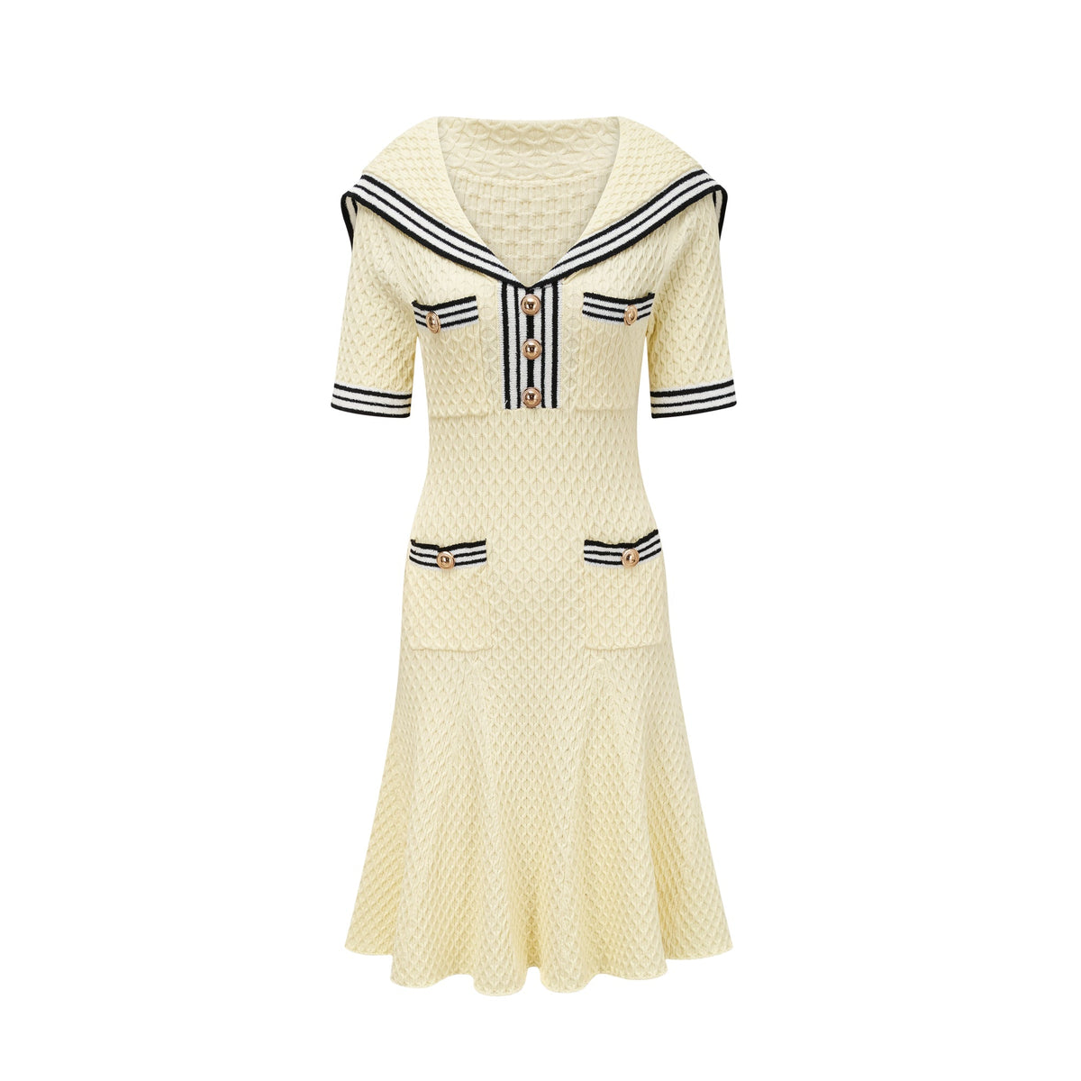 Madeleine yellow sailor-collar knitted dress