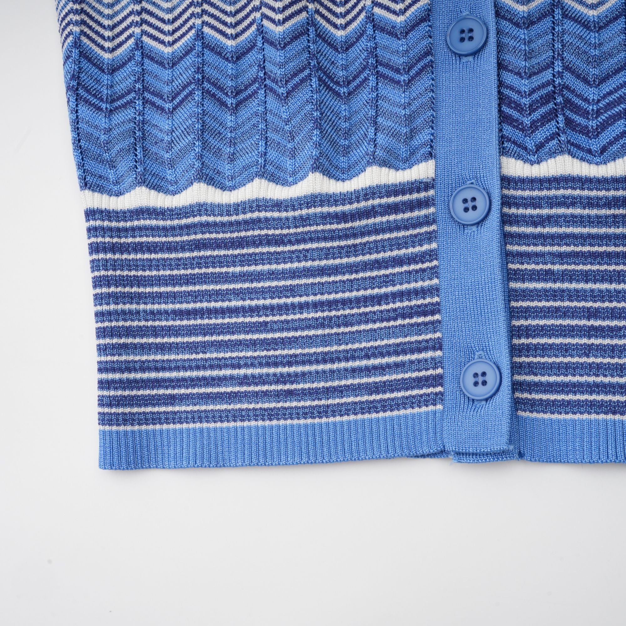 Daniela blue zigzag-design knit top & skirt matching set (Final Sale-US Only)