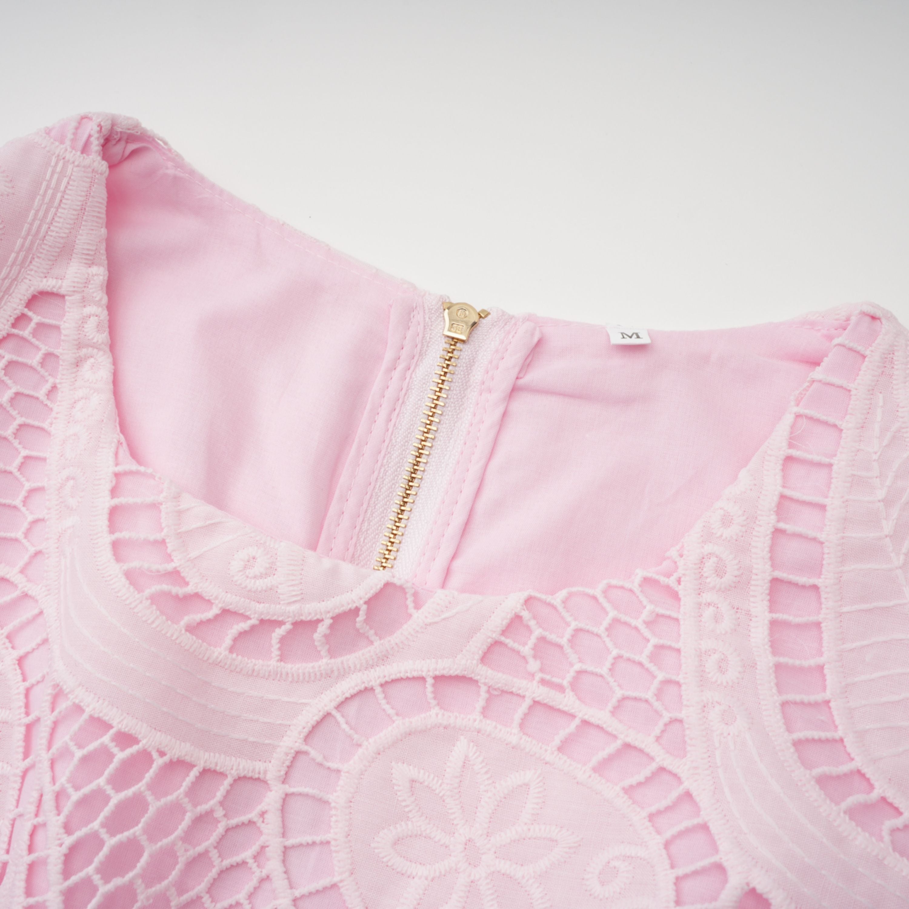 Joséphine Pink Embroidered Blouse & Skirt Set