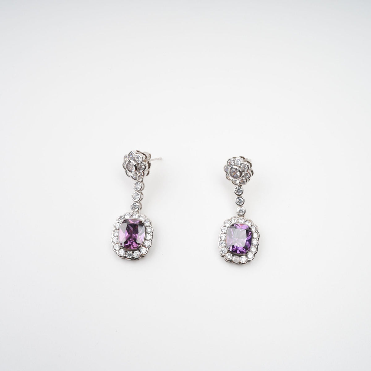 Clémence Purple Crystal Embellished Earrings