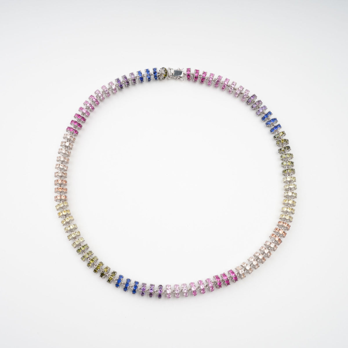 Sandrine Multicolor Crystal Embellished Sterling Silver Necklace