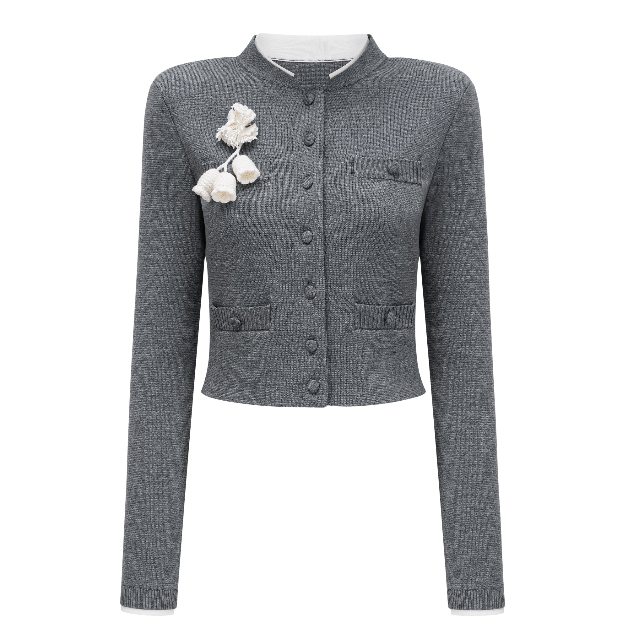 Lisette Grey 3D Petal Knit Cardigan (Final Sale)