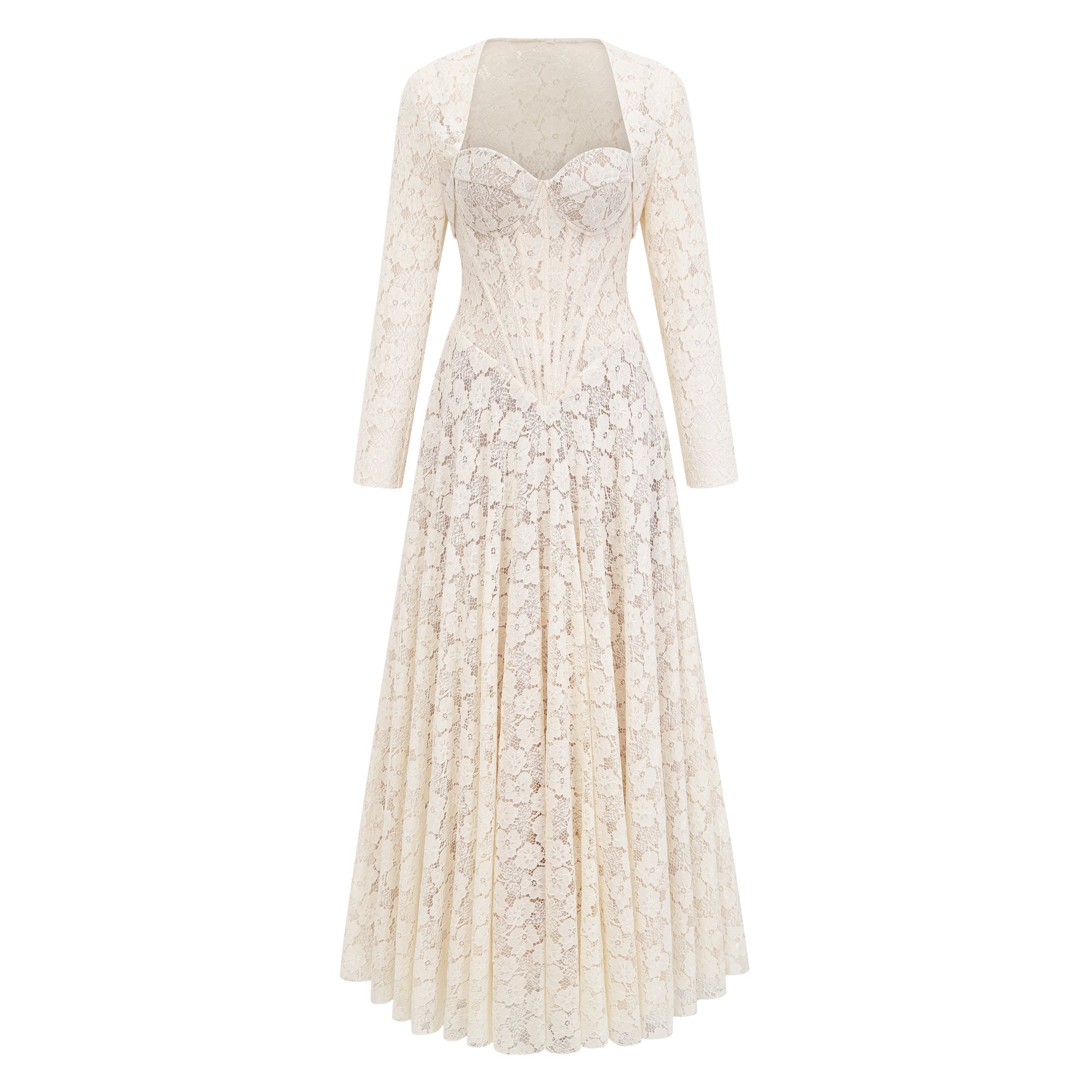 Celina White Lace Corset Maxi Dress (Final Sale-US Only)