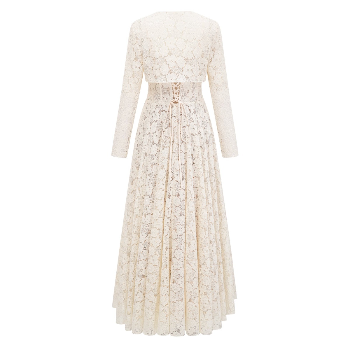 Celina White Lace Corset Maxi Dress