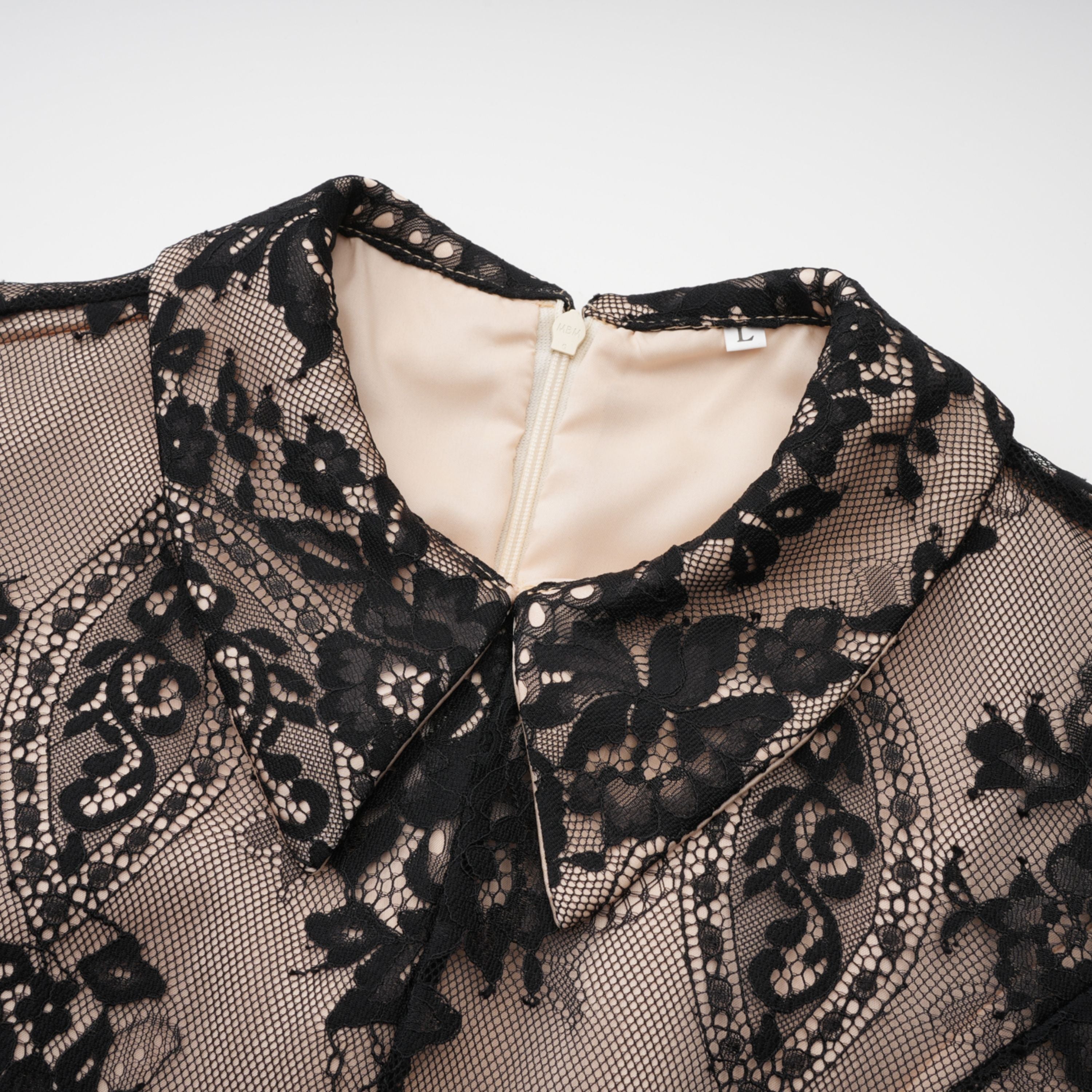 Aleksandra Black Floral Lace Mini Dress